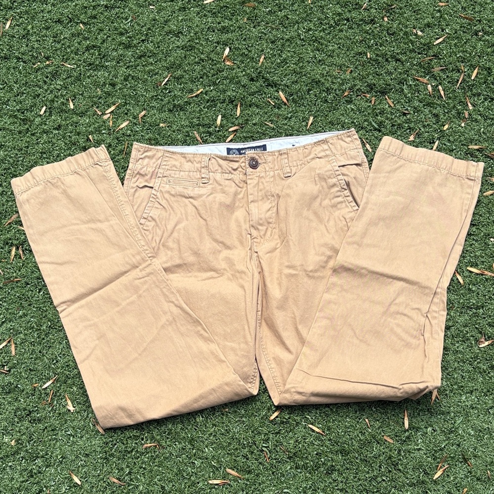 American Eagle Outfitters Original Straight Dark Tan Casual Khakis Size 32 X 34